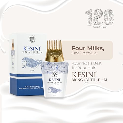 Image of Avp Kesini Bringadi Thailam 100 Ml||Ayurvedic Hair Oil for Hair Fall Control, Scalp Health | Herbal Oil with Amla, Bhringraj, Indigo, and Sesame Oil | Natural Formula for Hair Health | Goodness of 4 types of milks
