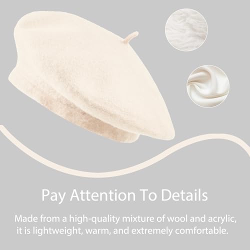 Wool French Beret Hat 4 Pcs Artist Hat Red Barrette Hat for Girl3