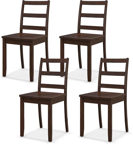 NAFORT Walnut Wood Dining Chairs Set of 4, Armless Kitchen