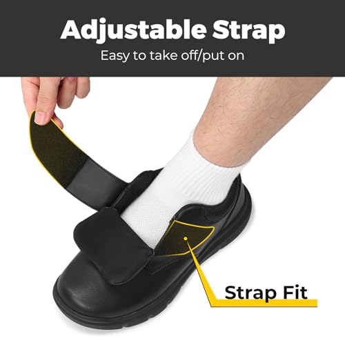 FitVille Diabetic Shoes for Men Extra Wide Comfortable Leather Walking Shoes Hook & Loop Orthopedic Dress Sneakers for Edema and Swollen Feet2