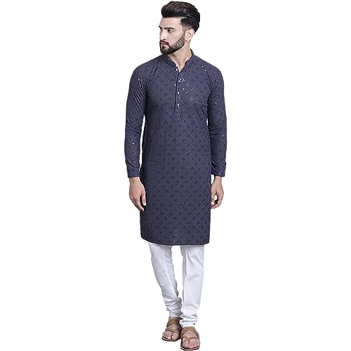 Image of SOJANYA (Since 1958 Men's Pure Cotton Sequence Kurta & Pyjama Set