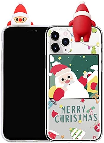 Yoedge Christmas Case for Apple iPhone 13 6.1" Shockproof Transparent Cover with Lovely 3D Deer Doll Patterns, Xmas Soft Slim TPU Silicone Case, Santa Claus