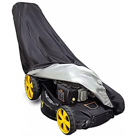 SEAZEN Waterproof Heavy Duty Lawn Mower Cover, UV and Dust Protection Push Mower Cover, Universal Fit with Drawstring & Storage Bag (Black, L) Cover
