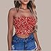 Women's Sequin Tube Top Stretchy Sleeveless Crop Tops Metallic Sparkly Tube Tops for Halloween Party Clubwear Watermelon Red-XXXXXL
