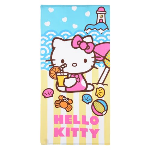 CARTOON Toalla de playa Hello Kitty 70 x 140 cm toalla de microfibra 240 g/m² secado rápido ligera idea regalo niños