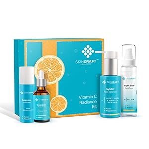 SkinKraft Vitamin C Radiance Kit – Skin Care Kit With Cleanser + Night cream + Face Serum + Facial Toner; Gift Set For Women & Men; Pack Of 4