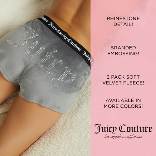 Image of Juicy Couture Women's Velvet Fleece Pajama Shorts, Designer Sleep and Lounge Shorts for Women