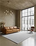 TEXMAXX Weicher Kurzflor Teppich Wohnzimmer mit rutschhemmender Rückseite (80 x 150 cm) - Modern für Flur, Esszimmer und als Schlafzimmer Teppich in Hell-Grau-Silber - Waschbar bis 30 Grad
