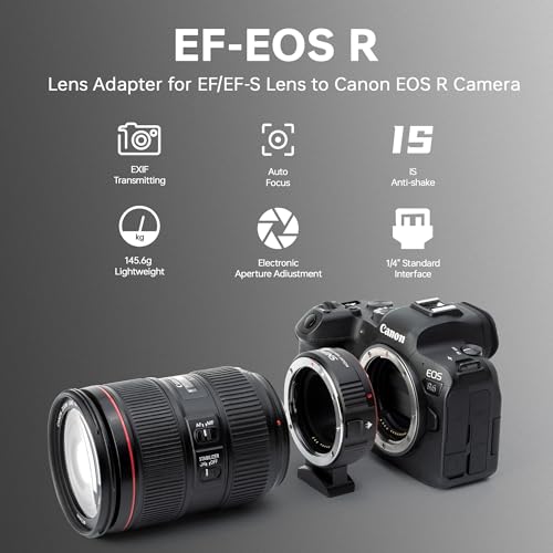 Image of Lens Mount Adapter EF-EOS R Auto-Focus Lens Converter Compatible with Canon EF /EF-S Lens for Canon R Mount Camera EOS R, RP, R3, R5, R6, R6II, R7, R8, R10, R50, R100