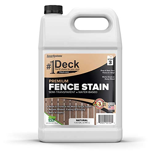 SaverSystems #1 Deck Premium Wood Fence Stain - Semi-Transparent Sealer (1 Gallon, Natural)