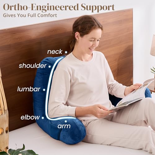 Image of Sasttie Reading Pillow for Bed, Back Pillow for Sitting Up, Navy
