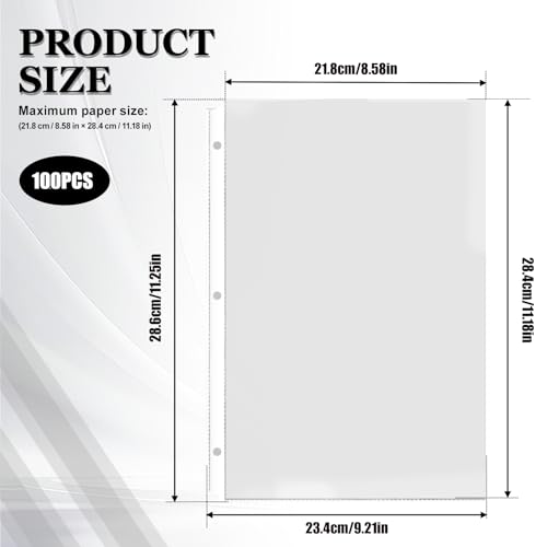 100 Pack Sheet Protectors, 8.5 x 11 inch Page Protectors for 3 Ring Binder, Letter Size Clear Plastic Sleeves for Paper, Documents image 8