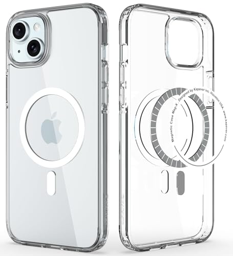 Image of KAPAVER Mag-X Back Cover Case Compatible with iPhone 15 Plus (TPU+PC) (Clear)