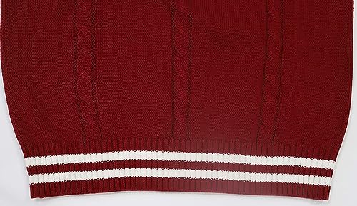 Image of jinghuiyue Women's Stripe Sweater Vest Classic V Neck Cable Knit Vest Sleeveless Pullover Ribbed Tank Tops