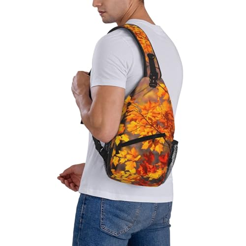 Autumn Leaves Casual Sling Backpack Cross Body Chest Bags for Men Women Fall Tree Adjustable Shoulder Bag Multipurpose Daypack4