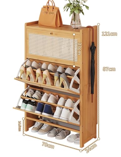 Meuble d'entrée à gobelet avec rangement double couche compact - 2