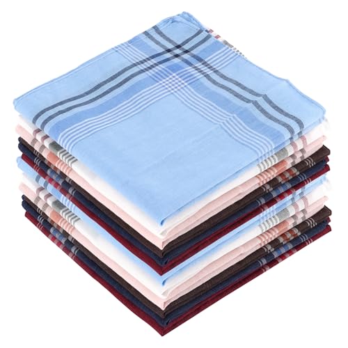 Lenços homens bolsos, 12 peças lenço de bolso quadrado macio de algodão de tecido presente para homens para negócios e lazer, multicolorido, 36*36