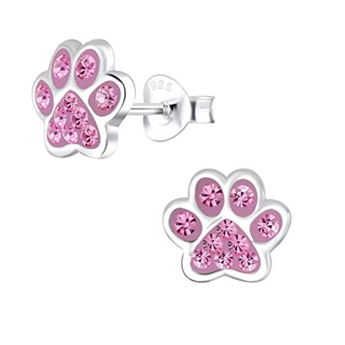 Orecchini a forma di zampa rosa con pietre di