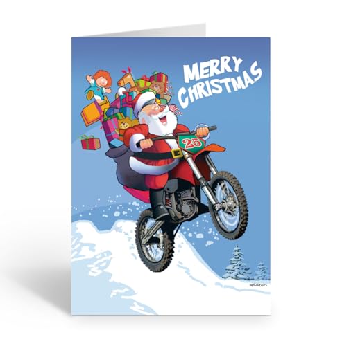 Cartes de Noël moto Stonehouse Collection : lot de 12 avec enveloppes