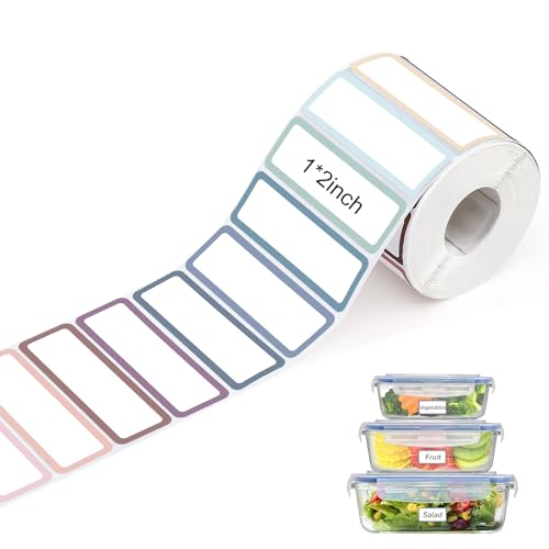 1000Pcs Removable Food Labels 1 x 2 Inch, Colored Freezer Labels Stickers Waterproof Oil for Food Containers, Classroom, Storage (10 Colors)