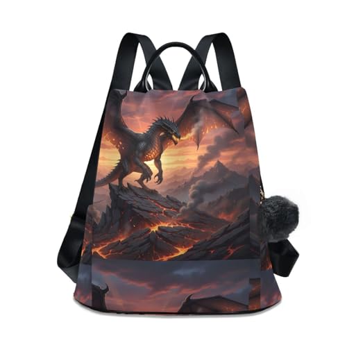 Sac à dos tendance en cuir de finition et détails dragon pour voyage chic