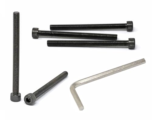 iexcell 5 Pcs M8 x 100mm Thread Pitch 1.25 mm Alloy Steel 12.9 Grade Hex Socket Head Cap Screws Bolts Kit, Black Oxide Finish