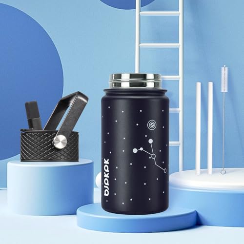 Image of BJPKPK Insulated Water Bottle, 15oz Stainless Steel with Straw Lid