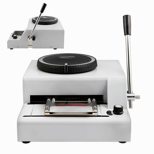 Glowdora Impresora De Tarjetas De Plástico Manual, Estampadora para Tarjetas De Crédito Y PVC, Incluye Símbolos como € Y £, 2 Espaciados, para Restaurantes Y Comercios