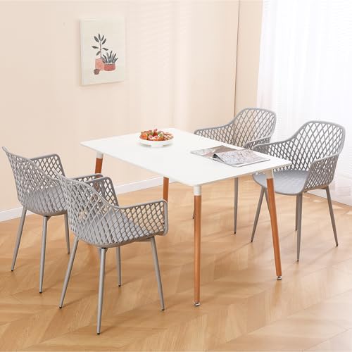 TAO ONE ダイニングチェア 4脚セット 食卓椅子 56x51x45cm 肘付き 椅子 リビングチェア おしゃれ いす 通気性 北欧 シンプル 軽量 オフィス 家庭用いす 室内・アウトドア グレー [2]
