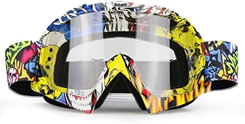 Dirt Bike Goggles, ATV Goggles Adult Motocross Goggles Clear Lens Racing MX Goggle Glasses and Ski Goggles