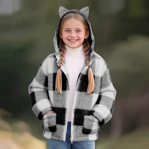 Kids Winter Warm Plush Coat Trendy Cute Cat Ear Flannel Jackets Zip Up Hoodie Fall Clothing Fleece Hooded Outwear2