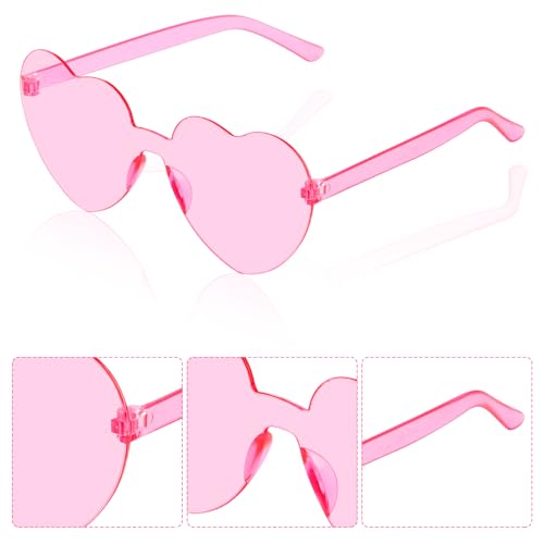 Fengek 50 Pcs Heart Shape Sunglasses Frameless Transparent Glasses Party Favors for Women3