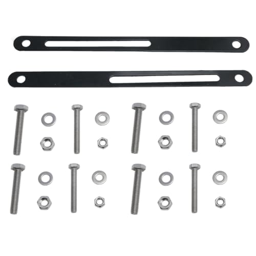 Meuey Lyot Bicycle Basket Mounting Bracket with Screws and Nuts, Black, Metal, 20cm x 15mm x 2mm, 5 kg Load Capacity, Rack Mounting Type, 2PCS