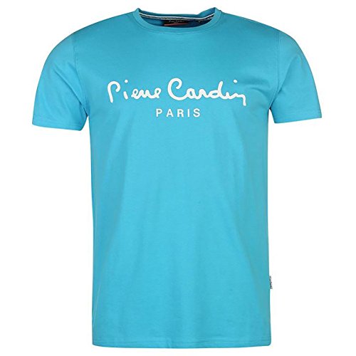Pierre Cardin Classic 100% Baumwolle Rundhalsausschnitt Kurze Ärmel Signature Large Print T-Shirt - Mehrfarbig- Größe S-2XL Verfügbar (Small, Bright Teal)