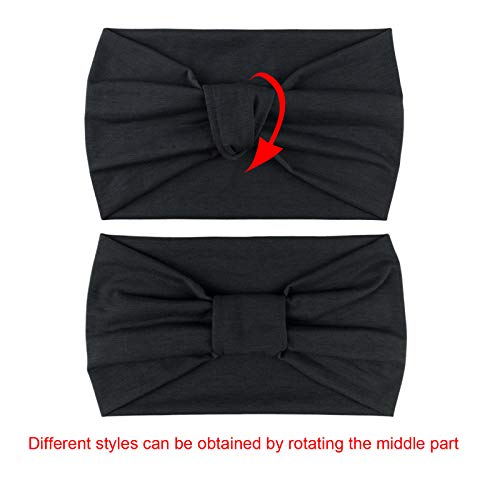 Image of DRESHOW 4 Pack Turban Headbands for Women Wide Vintage Head Wraps Knotted Cute Hair Band Accessories