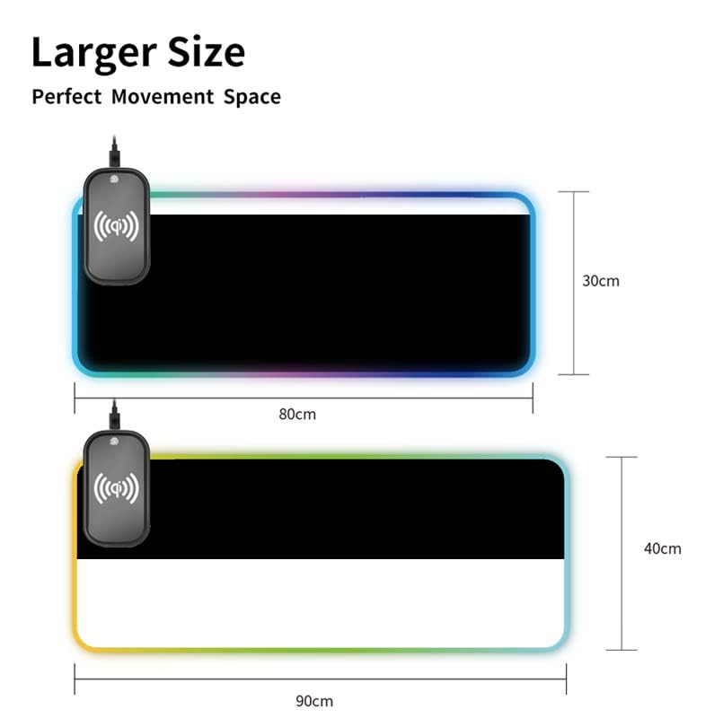 HYLR Tappetino per Mouse da Gioco RGB, Tappetino per Mouse con Ricarica Wireless da 15 W, Tappetino per Mouse LED a 9 modalità Tappetino per Mouse Extra Large Tappetino per Tastiera（DIY Pattern）