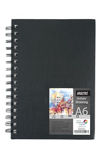 Image of BRUSTRO Artists Fineart Graphite Pencil Set of 12 (10B-2H) with Artists Sketchbook, A6, Wiro Bound, 116 Pages 160 GSM |Ideal for Drawing,Sketching,Mandala,Shading,Artwork, Artists, Professionals.