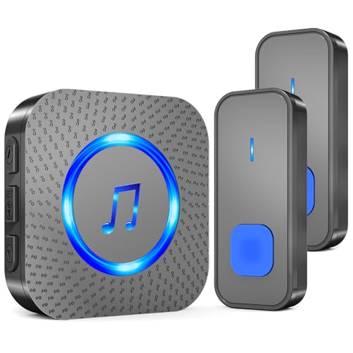 SURFOU Wireless Doorbell with 1 receiver 2 Buttons,IP55 Waterproof Doorbell,1300 FT/400M Remote Doorbell,55 Chimes 5 Volume,Colorful LED Flashing,110 db Loud Volume,For Home/Classroom SURFOU Wireless Doorbell with 1 receiver 2 Buttons,IP55 Waterproof Doorbell,1300 FT/400M Remote Doorbell,55 Chimes 5 Volume,Colorful LED Flashing,110 db Loud Volume,For Home/Classroom