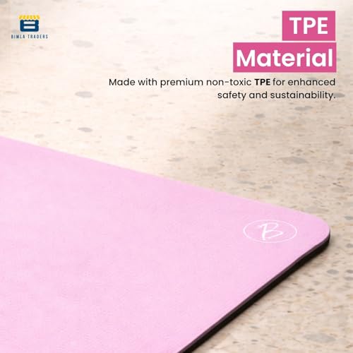 Image of Btag Premium TPE Yoga Mat for Women & Men | Anti-Slip Exercise & Gym Mat for Home Workouts | Lightweight & Durable | 6 mm (Pink)