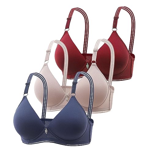 3 Piezas Sujetador Sostén Mujer Cómodo sin Aros con Relleno Sujetador Reductores sin Costuras Sostenes de Mujer Push Up Bralette Comodos Brasier de Dormir Sujetador Push Up para Mujer Sujetadore