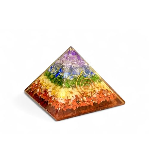 Image of 7 Chakra Orgone Pyramid | 2 Inch | Crystal Healing Energy Generator | Reiki Meditation Pyramid | Vastu & Feng Shui Pyramid | Decorative Home & Office Gift