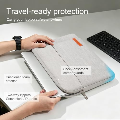 Image of Lacdo Tablet Sleeve Case for 13 inch New iPad Air M3 M2 2025-2024, 13 inch New iPad Pro M4 2024, 12.9 inch iPad Pro 6 5 4 3 with Magic Keyboard and Smart Keyboard Folio, Water-Resistant Tablet Bag, Gray