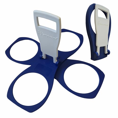 CarryAround Fold Away Cup Carrier/Caddy [Made in UK] (Blue) Take-Out Coffee Soft Drink Pint Beer Beverage Holder, Sturdy Reusable Pocket Size, Festival Sports Gigs - Easy & Safe 2,3,4 Cups