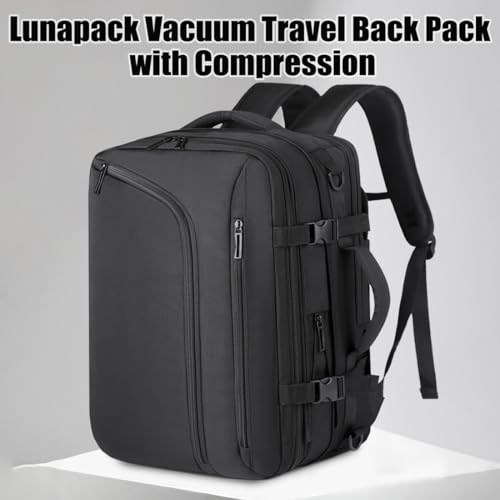 Lunapack Backpack, Vacuum Travel Back Pack with Compression, Large Capacity Waterproof Expandable Bacpacks (Black)4
