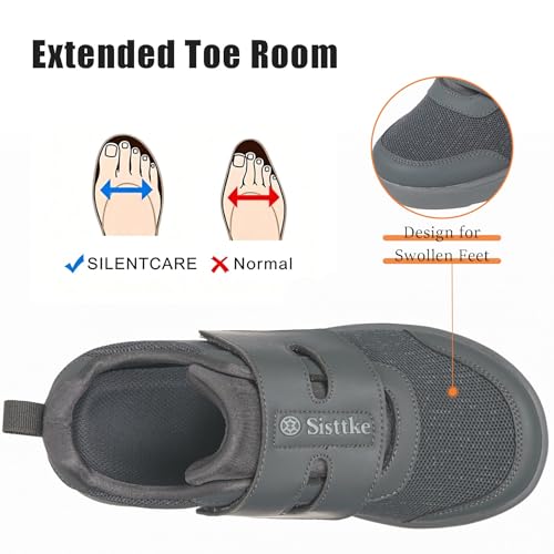 Image of Sisttke Women's Diabetic Shoes Wide Toe Box Slip-On Shoes | Elderly Footwear for Swollen Feet, Edema, Neuropathy & Foot Pain Relief