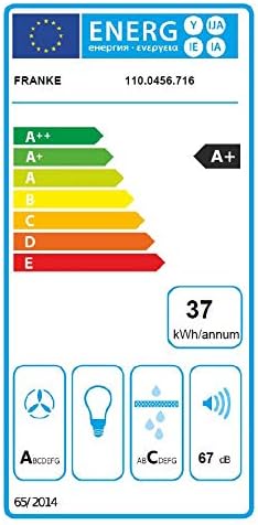 EU Energy Label for FRANKE 110.0456.716 extractor hood, showing A+ energy efficiency.