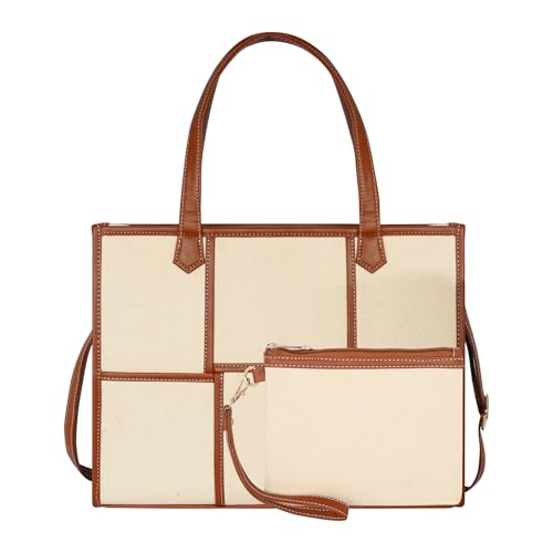 Image of Womanix Canvas Laptop Bag, 14 inch Laptop Bag, Work Shoulder Bag, Casual Briefcase, Handbag for Travel, Office, College With Long Adjustable Strap