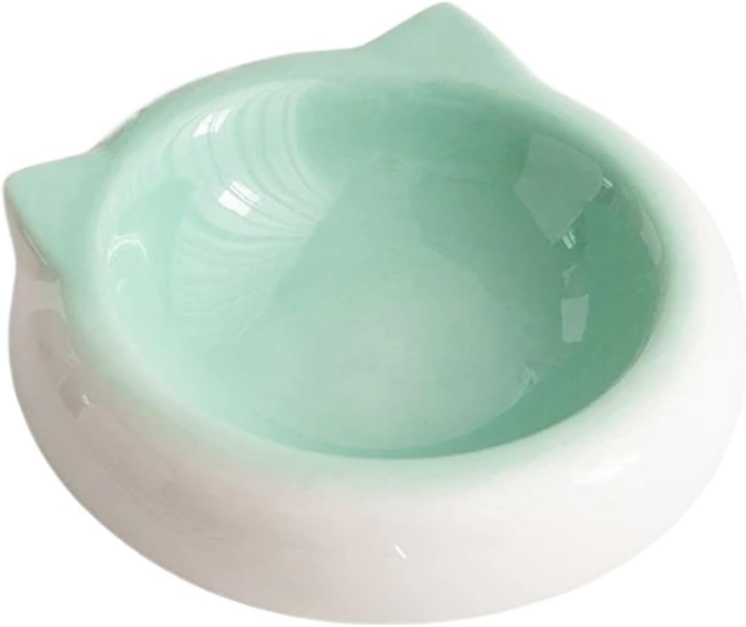 Ottomed Cat Ear Shape Food Bowl, Dining Plate, Anti Overturning, Pet Supplies, Drinking Bowl, 1Pc(B)