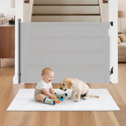 BBsecure Retractable Baby Gate 38' Tall, 71' Wide Mesh Baby Gate for Doorways, Mesh Dog Gate...