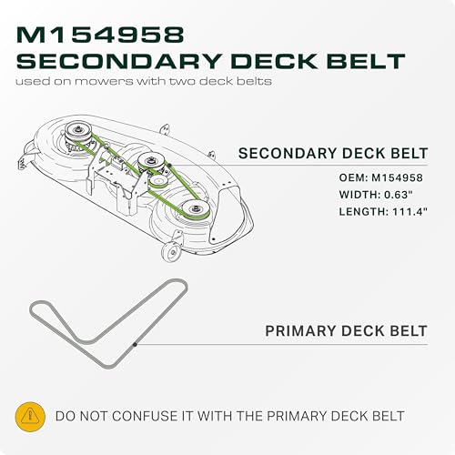 Image of UDC Parts M154958 Secondary Deck Belt Replacement for John Deere 48 Inch GT235 GT262 X300 320 345 325 180 245 265 GX345 LX280 GT275 335 M110313 954-04055 754-04055 / Aramid Cord / 111.400 inches